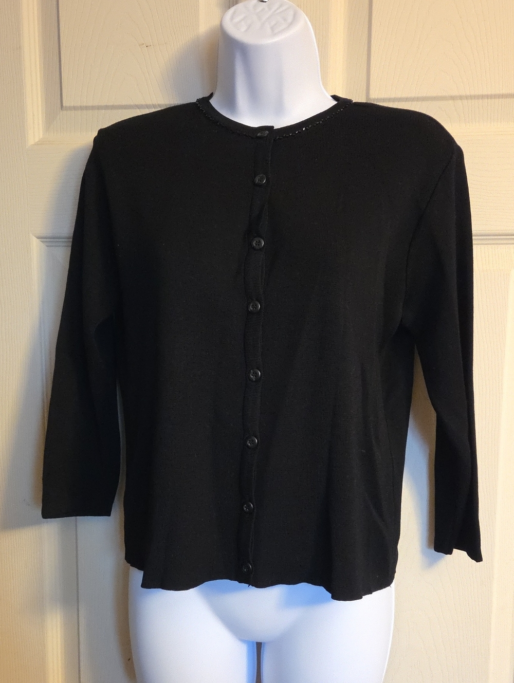 BCBG Nordstrom Exclusive Black Knit Beaded Cardigan Size Large